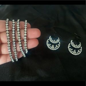 Black cubic zirconia chandelier earrings